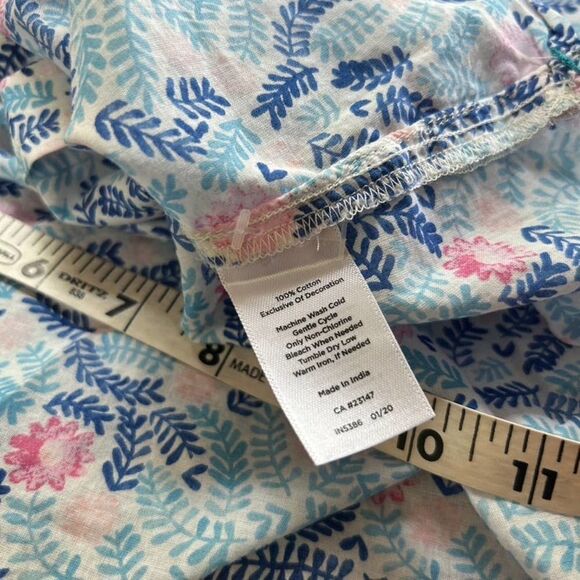 Women's Talbots Small Floral Printed Blouse Button Front Top Blue Pink White - Picture 8 of 10